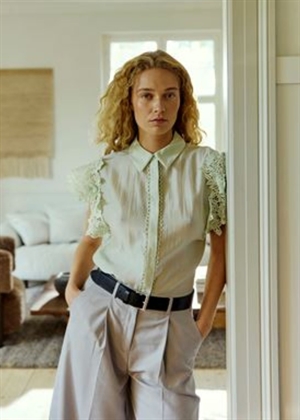 Molly 3D lace skjorte top Green Tint Copenhagen Muse 